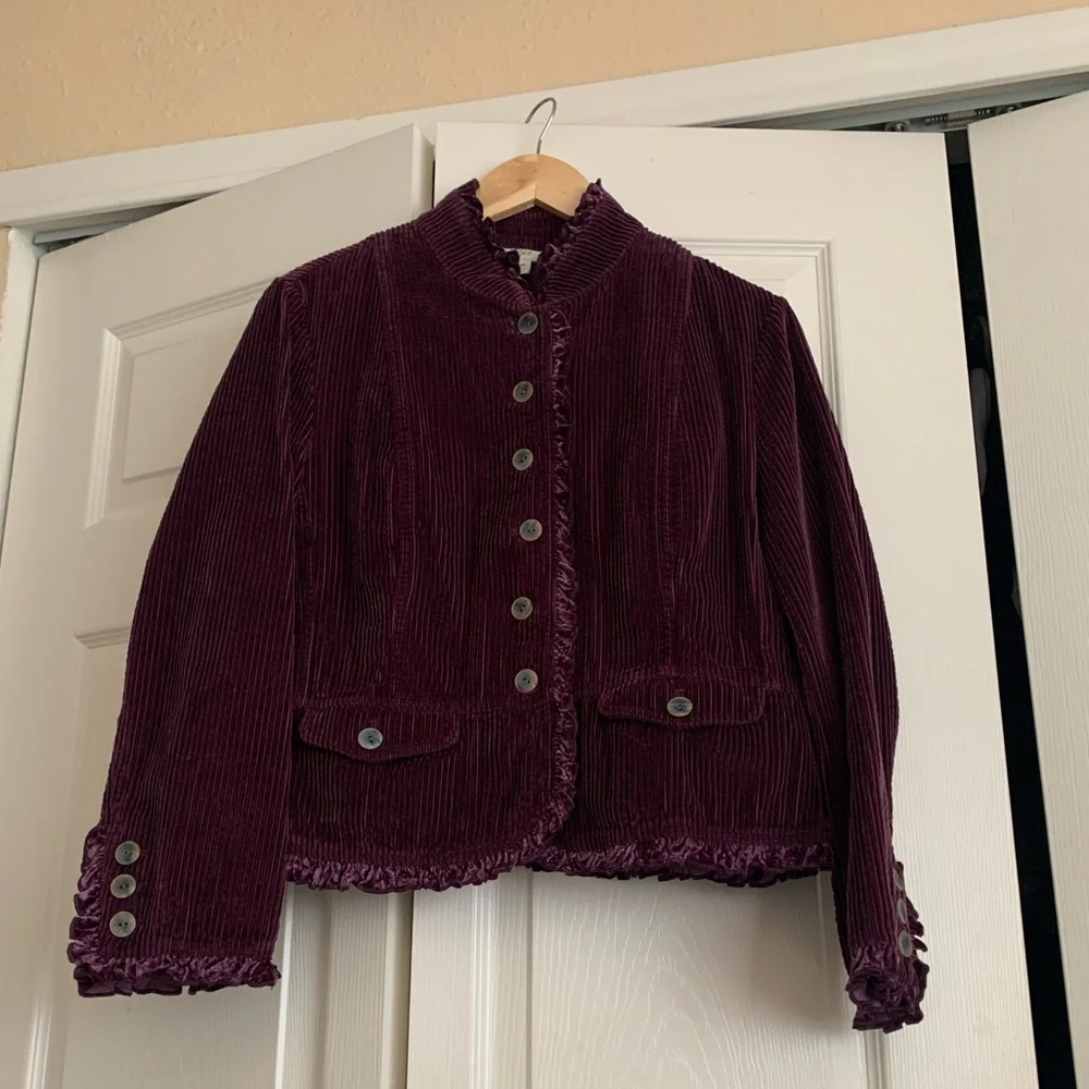 Witchy/ Gilmore girls vibes J.Jill  boho purple ruffle blazer - Picture 4 of 9
